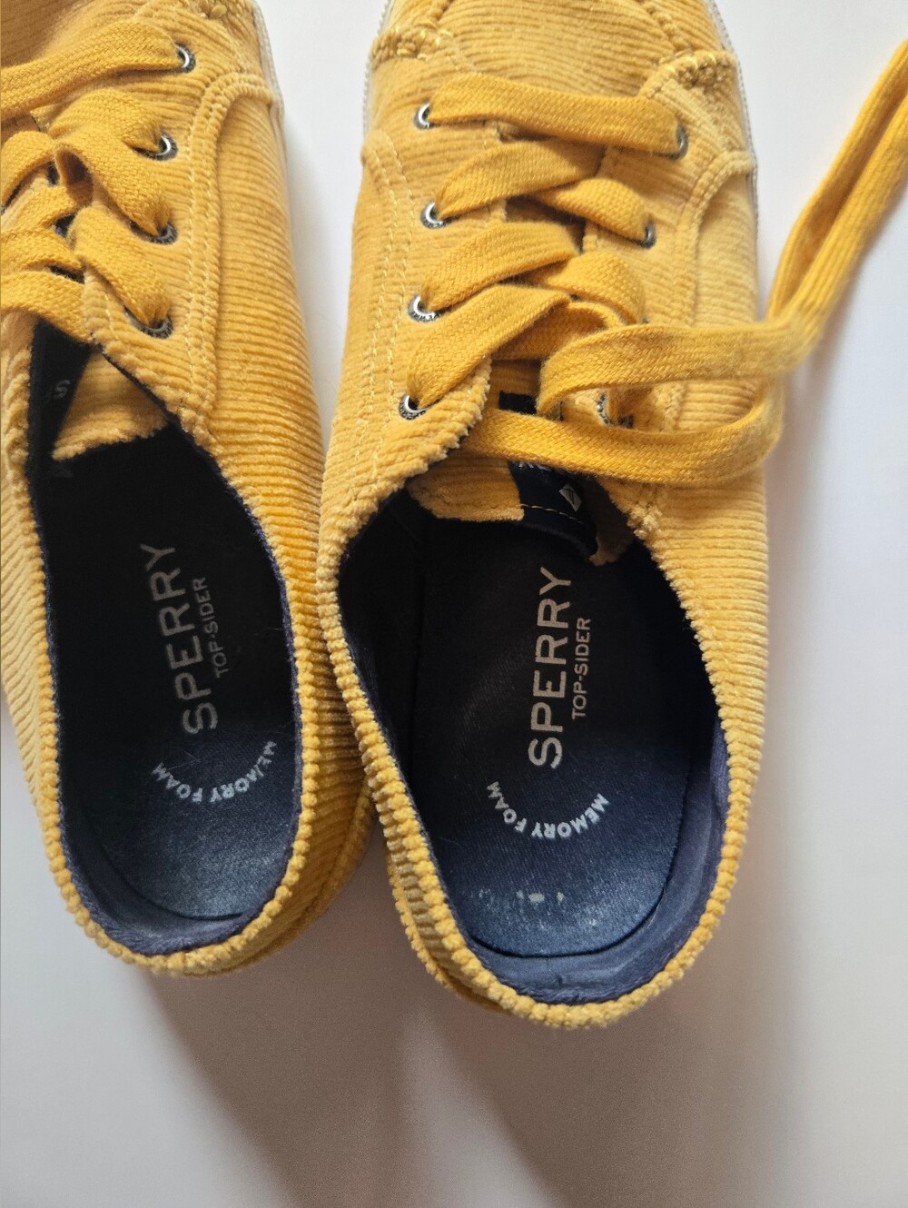 Sperry Corduroy Lace-Up Sneakers in Yellow
